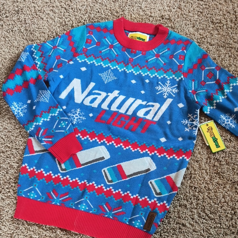 NWT Natural Light Tipsy Elves Christmas Sweater